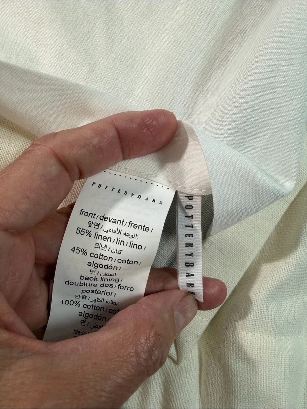 Pottery Barn Riviera Porcelain Blue Striped Linen-Cotton Curtain Panel.